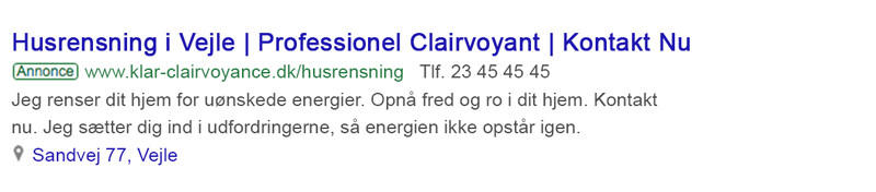 Online annoncering for clairvoyanter